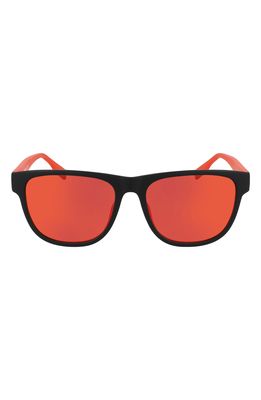 Converse Kids' Malden 52mm Rectangular Sunglasses in Matte Black/Red Revo Flash
