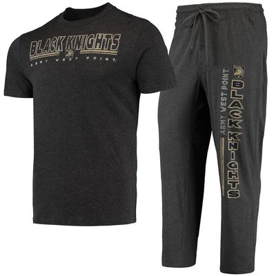Men's Concepts Sport Heathered Charcoal/Black Army Black Knights Meter T-Shirt & Pants Sleep Set in Heather Charcoal