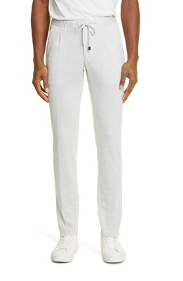 Thom Sweeney Wool & Cotton Blend Jersey Track Pants in Grey