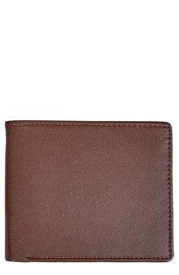 ROYCE New York RFID Leather Trifold Wallet in Brown/Orange