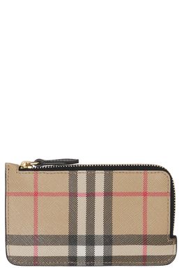 Burberry Somerset Check Canvas & Leather Card Case in Black
