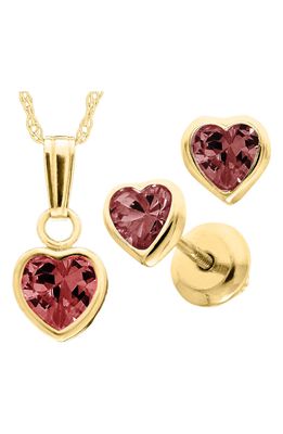 Mignonette 14k Gold Birthstone Necklace & Stud Earrings in July