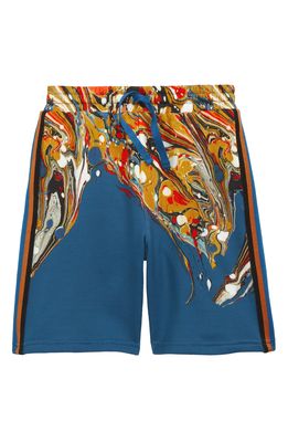 Dolce & Gabbana Kids' Marble Print Shorts in Marmorizz Mix Blue