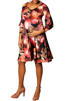 Tiffany Rose Pixie A-Line Maternity Dress in Dark Blooms