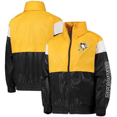 Outerstuff Youth Gold/Black Pittsburgh Penguins Goal Line Full-Zip Hoodie Windbreaker Jacket