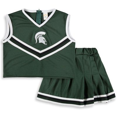 LITTLE KING Girls Youth Green Michigan State Spartans Two-Piece Cheer Set