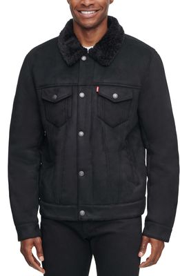 levi's Faux Shearling Lined Trucker Jacket in Black/Black