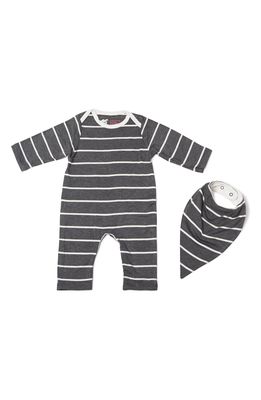 Baby Grey by Everly Grey Jersey Romper & Bib Set in Charcoal