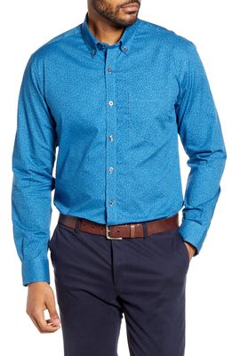 Cutter & Buck Strive Classic Fit Leaf Print Button-Down Shirt in Chambers