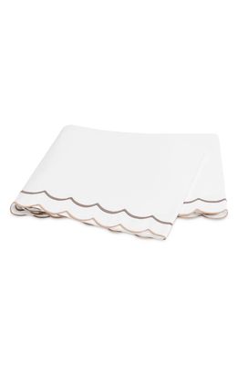 Matouk India Scallop 350 Thread Count Flat Sheet in Driftwood