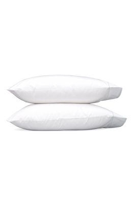 Matouk Ansonia 500 Thread Count Cotton Percale Pillowcases in White/Jade
