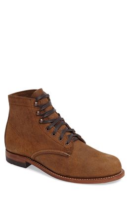 Wolverine '1000 Mile' Plain Toe Boot in Brown Waxy Suede