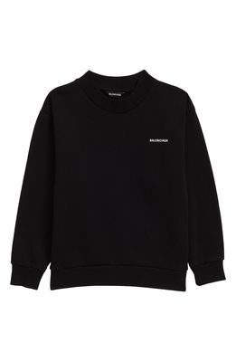 Balenciaga Kids' Logo Graphic Cotton Sweatshirt in Black/white