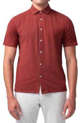 Good Man Brand Flex Pro Lite Short Sleeve Stretch Cotton Button-Up Shirt in Brandy