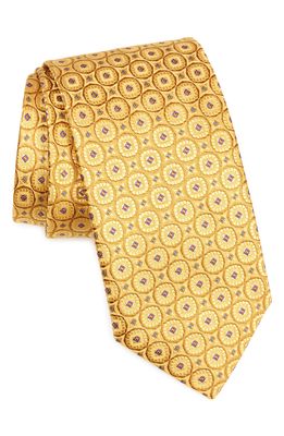 Canali Medallion Silk Tie in Yellow