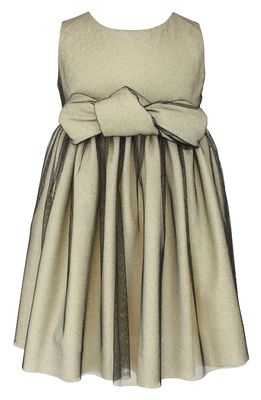 Popatu Kids' Shimmer Bow Dress in Black/Cream