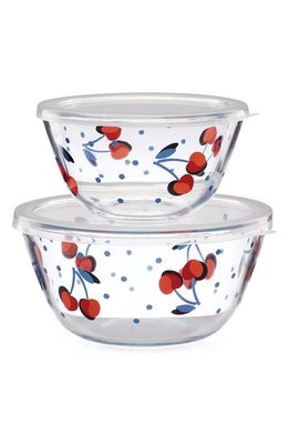 kate spade new york vintage cherry dot set of 2 round serve & store containers in Multi