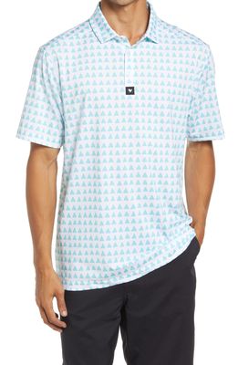 Bad Birdie Tempo Performance Golf Polo in Blue/White