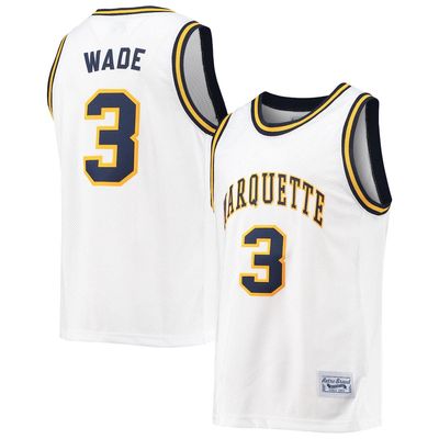 Men's Original Retro Brand Dwyane Wade White Marquette Golden Eagles Commemorative Classic Basketball Jersey