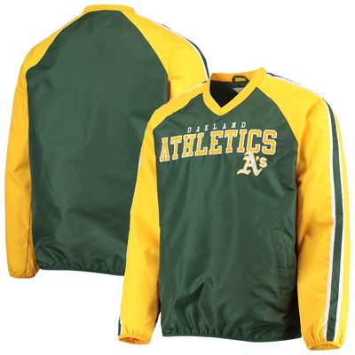Men's G-III Sports by Carl Banks Green/Gold Oakland Athletics Kickoff Raglan V-Neck Pullover Jacket