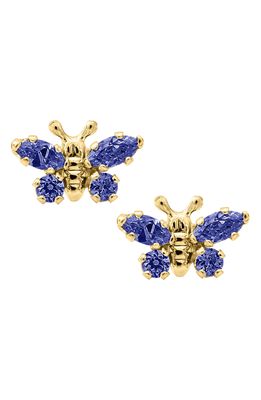 Mignonette Butterfly Birthstone Gold Earrings in September