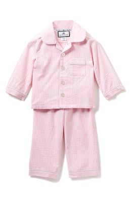 Petite Plume Stripe Seersucker Two-Piece Pajamas in Pink