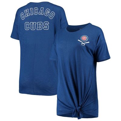 Women's New Era Royal Chicago Cubs Slub Jersey Scoop Neck Side Tie T-Shirt