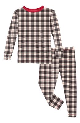 KicKee Pants Kids' Check Fitted Two-Piece Pajamas in Holiday 2021 Plaid