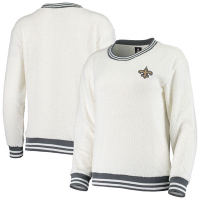 Women's Concepts Sport Cream/Charcoal New Orleans Saints Granite Knit Pullover Sweatshirt