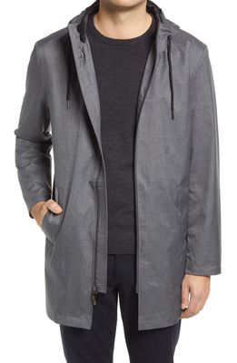 Robert Barakett Long Hooded Rain Coat in Cool Grey