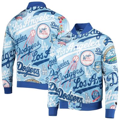 Men's Pro Standard Royal Los Angeles Dodgers Allover Print Satin Full-Snap Jacket