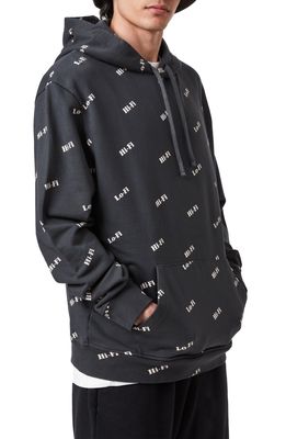AllSaints Lo-Fi High-Fi Cotton Hoodie in Washed Black/Ecru