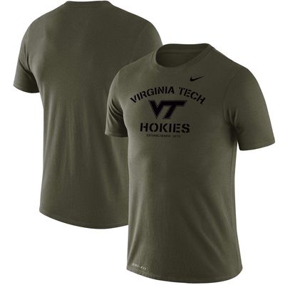 Men's Nike Olive Virginia Tech Hokies Stencil Arch Performance T-Shirt
