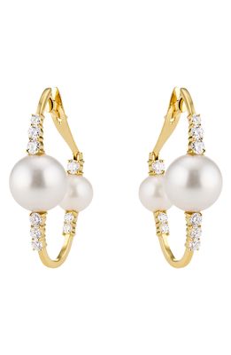 Hueb Spectrum Diamond & Pearl Hoop Earrings in Diamond/Pearl