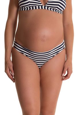 Pez D'Or Isabella Stripe Maternity Bikini Bottoms in Navy/White
