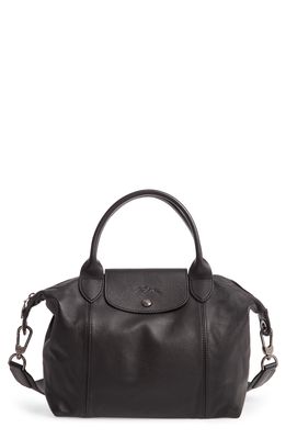 Longchamp Le Pliage Cuir Leather Shoulder Bag in Black