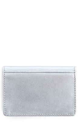 ROYCE New York Leather Card Case in Silver