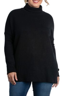 Kiyonna Paris Turtleneck Tunic Sweater in Black Noir