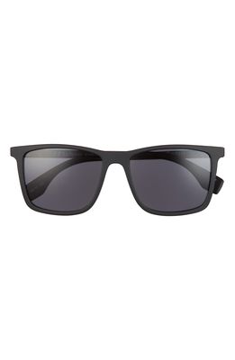 Le Specs Straw & Order 56mm Square Sunglasses in Black Straw/Smoke Mono