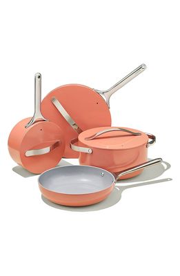 CARAWAY Non-Toxic Ceramic Non-Stick 7-Piece Cookware Set with Lid Storage in Perracotta