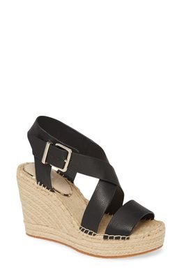 Kenneth Cole New York Olivia Espadrille Wedge Platform Sandal in Black Leather