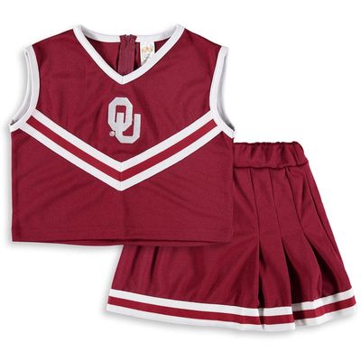 LITTLE KING Girls Youth Crimson Oklahoma Sooners Two-Piece Cheer Set