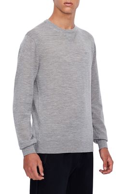 Armani Exchange Crewneck Wool Sweater in Alloy Grey
