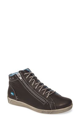 CLOUD Aika High Top Sneaker in Black Brushed Sole Leather