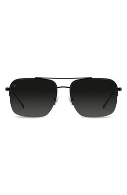 Vincero Marshall 56mm Polarized Navigator Sunglasses in Black/Black