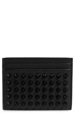 Christian Louboutin Kios Spikes Calfskin Leather Card Case in Black/Black