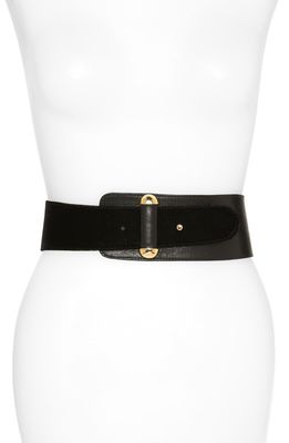 Raina Vixen Asymmetrical Velvet & Leather Belt in Black