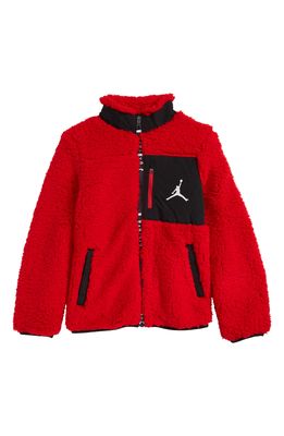 Jordan Kids' High Pile Fleece Jacket in Gym Red
