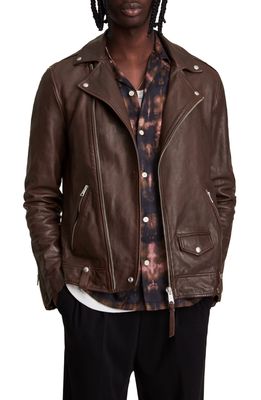 AllSaints Axis Leather Biker Jacket in Oxblood