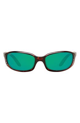 Costa Del Mar Brine 59mm Mirrored Polarized Oval Sunglasses in Tortoise/Green Mirror